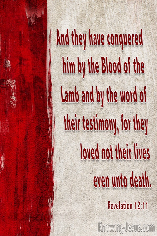 Revelation 12:11 They Conquered By The Blood Of The Lamb (beige)